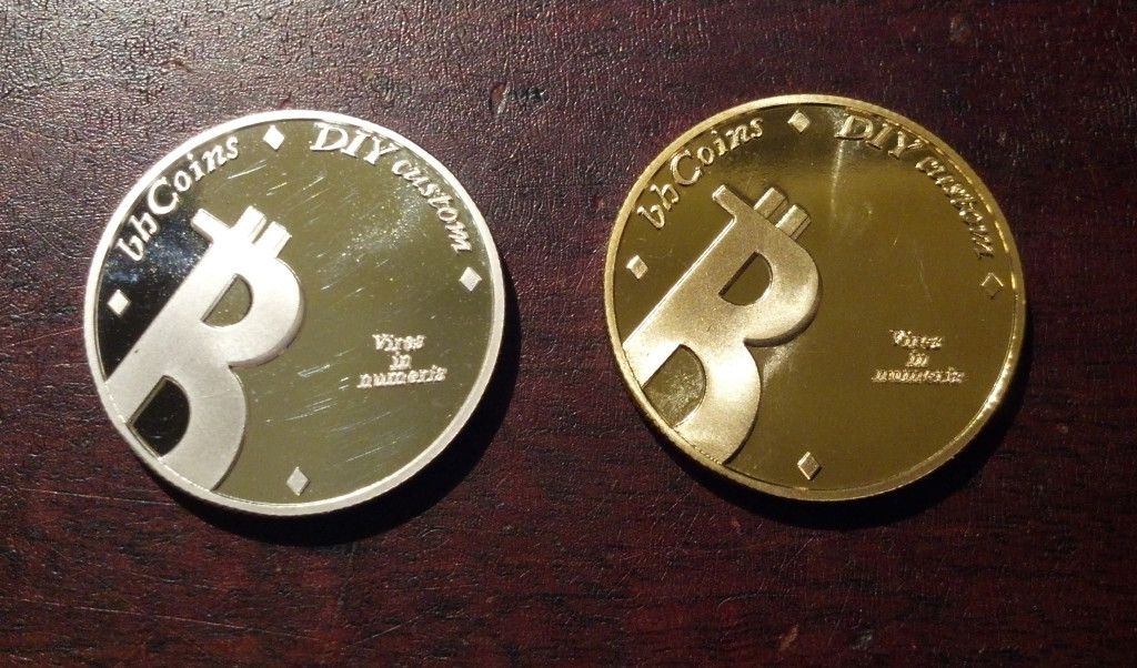 BHCoins DIY coins in silvery and golden, shiny and slanty.