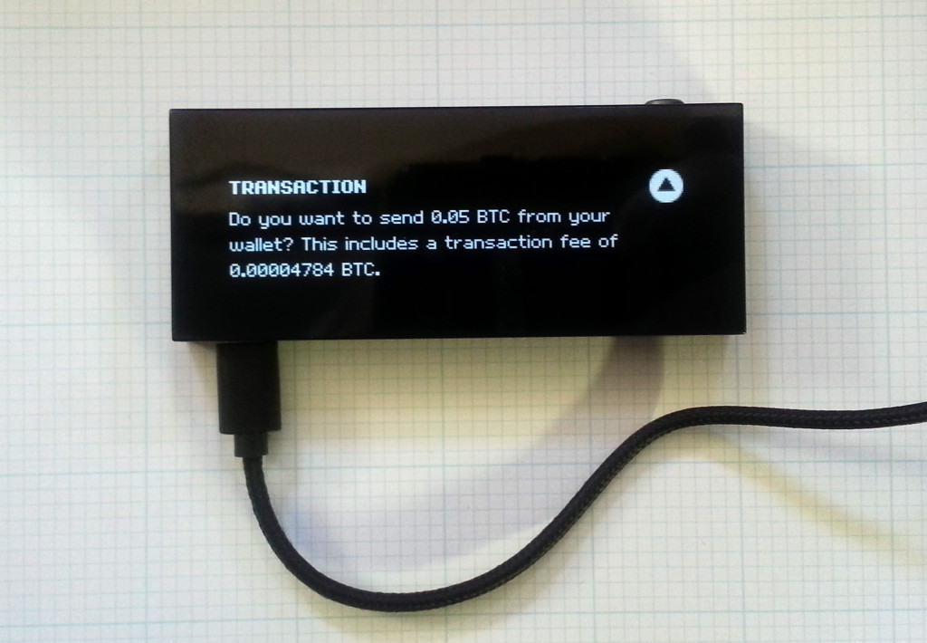 The KeepKey Bitcoin hardware wallet in action.